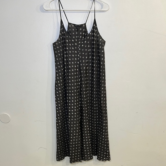 Eileen Fisher Black and White Midi Slip Dress 100% Silk Gray White Size Medium - Picture 1 of 5